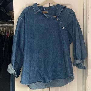 Asymmetrical workwear denim top